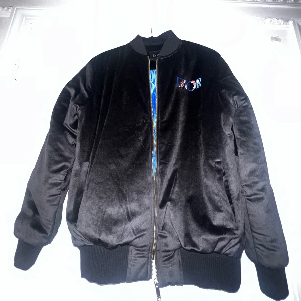 Dior velvet winter jackets with flower embroidery / inside pocket and gold